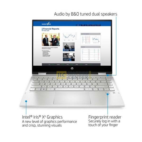 HP Pavilion x360 14-DW1010WM Convertible Laptop - 11th Gen Intel Core i5, 8GB, 256GB SSD, 14" FHD IPS Touchscreen, Windows 10, Fingerprint Reader